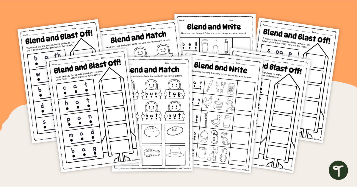 Blending Words Worksheet Pack teaching resource