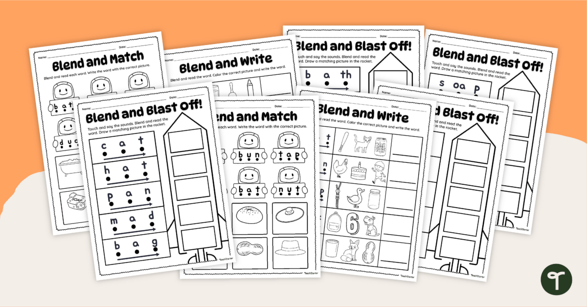 Blending Words Worksheet Pack teaching resource