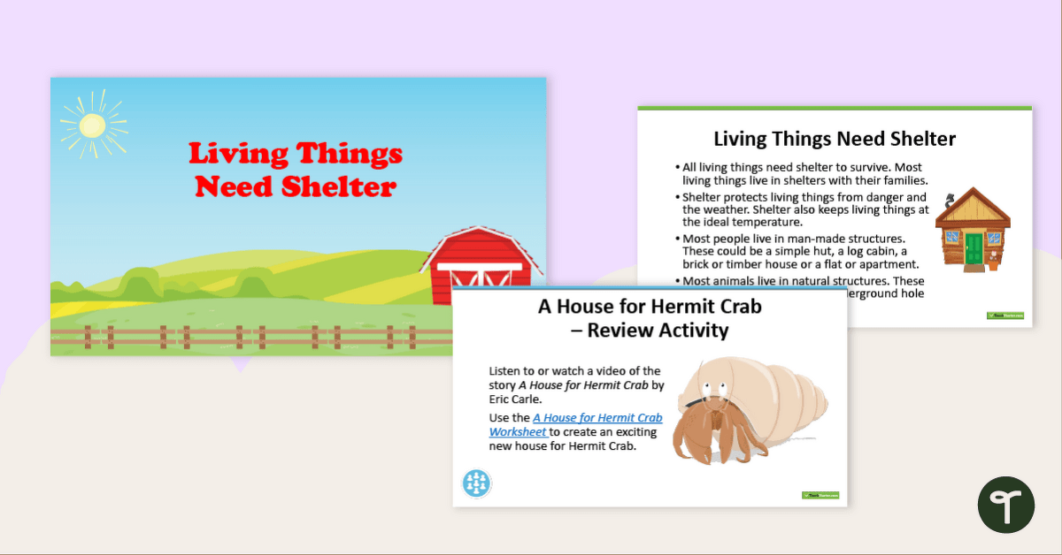 Living Things Need Shelter PowerPoint teaching resource