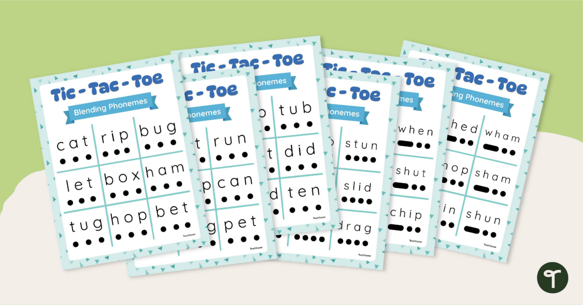 Tic-Tac-Toe Blending Phonemes Game teaching resource