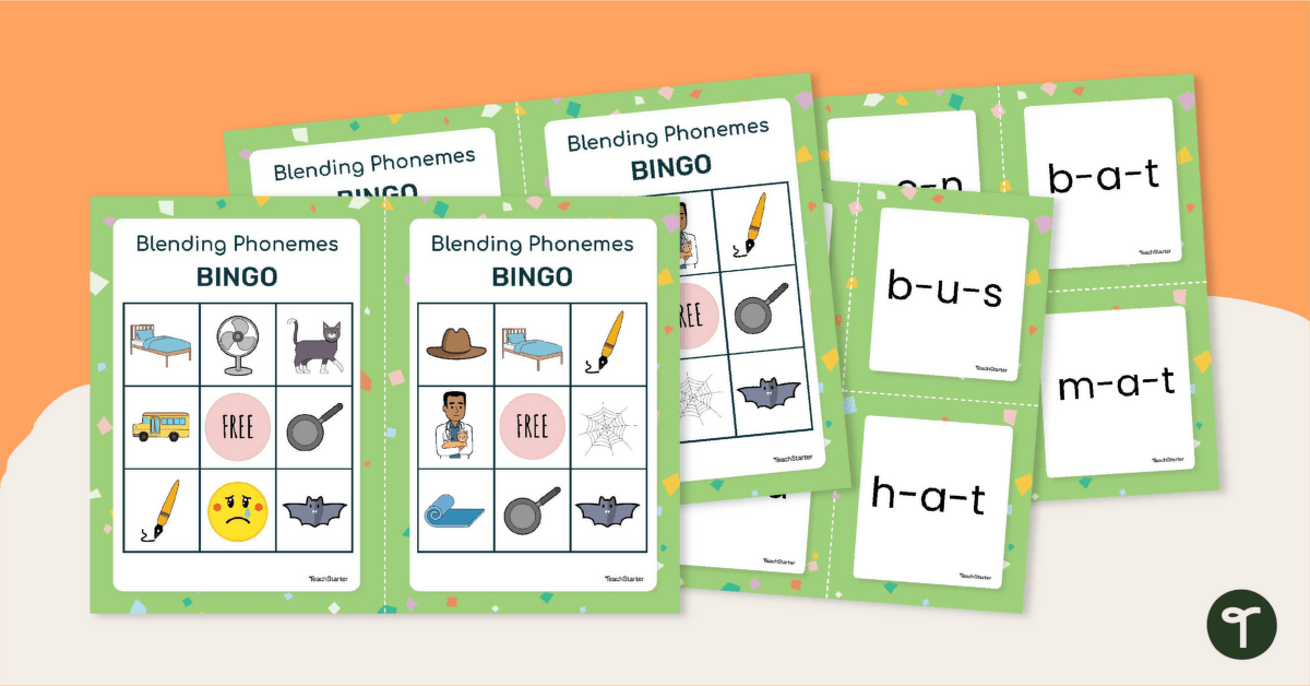 Blending Phonemes CVC Word BINGO teaching resource