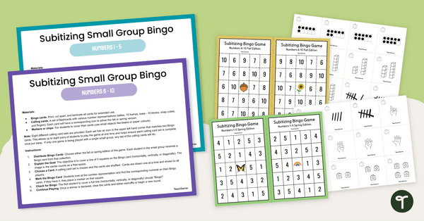 Go to Subitizing Bingo Games (Numbers 1 - 10) teaching resource