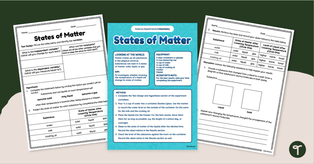 Matter Experiment – Will All Liquids Freeze? teaching resource