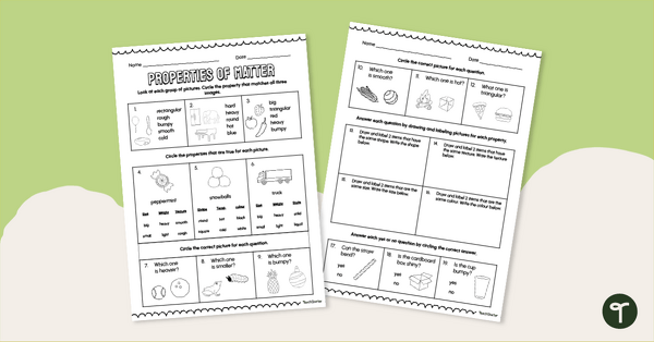 Go to Observing Properties of Matter Quiz teaching resource