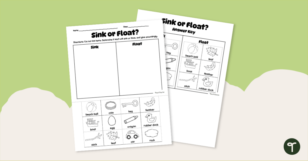 Sink or Float? Free Kindergarten Science Worksheet teaching resource