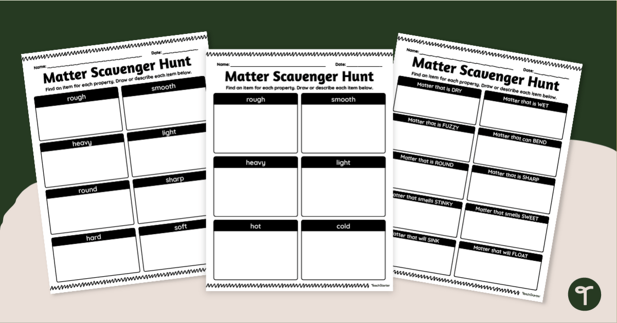 Describing Matter - Scavenger Hunt Activities teaching resource