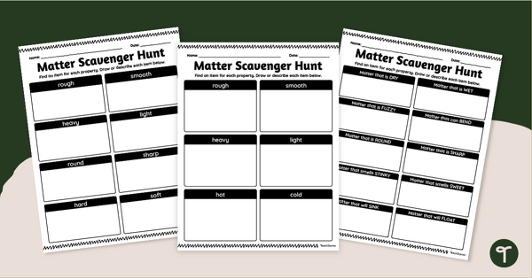 Go to Describing Matter - Scavenger Hunt Activities teaching resource