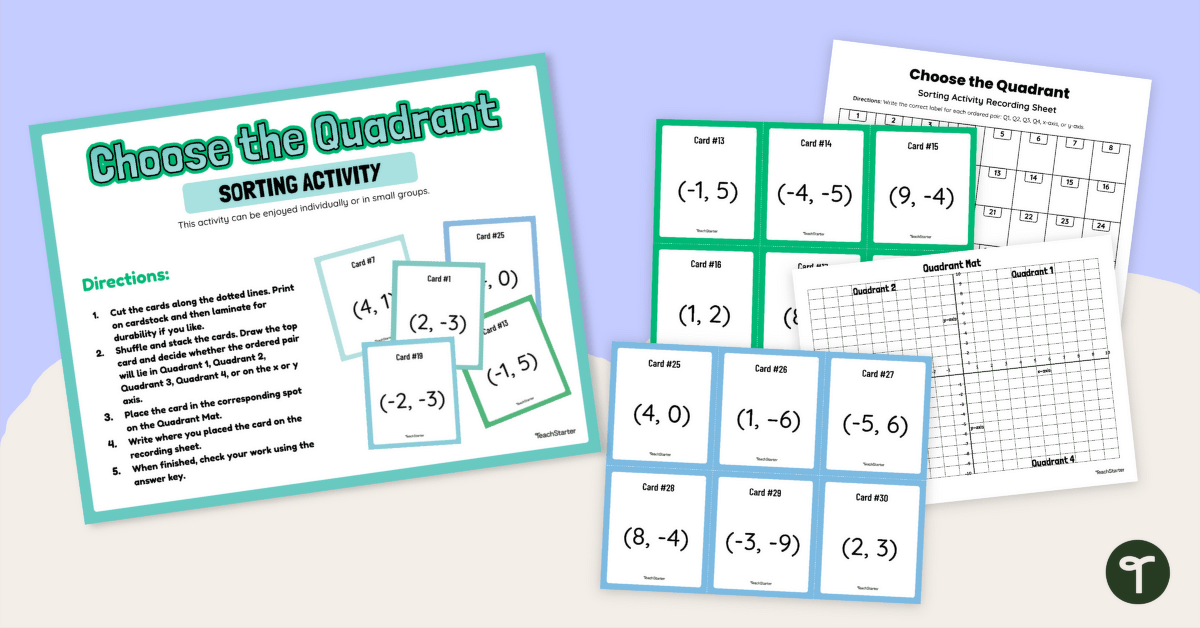 Coordinate Plane Activity — Four Quadrant Sort teaching resource