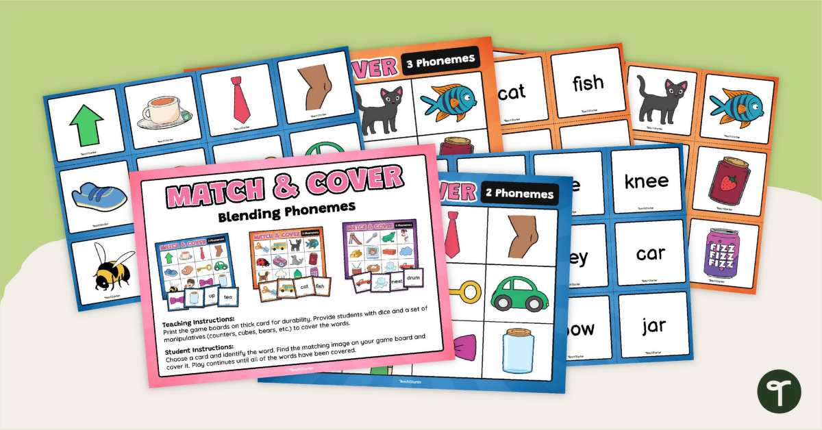 Match and Cover Blending Phonemes Game teaching resource