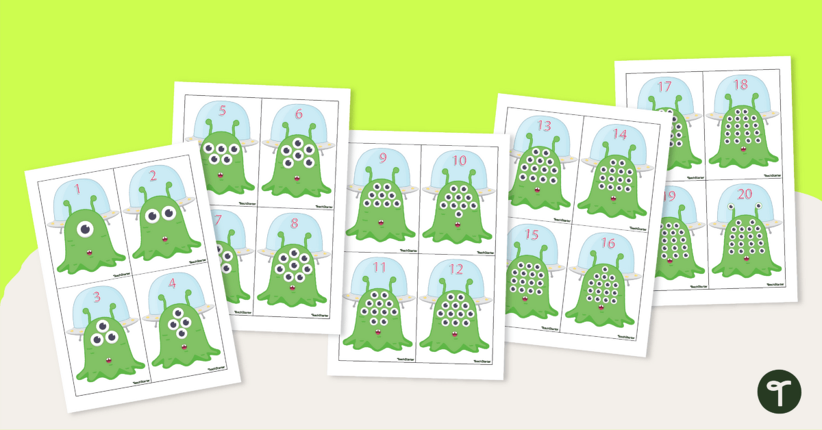 Alien Ordering Numbers Cards (Numbers 1 - 20) teaching resource