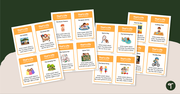 Go to Life Event Poetry Prompt Task Cards teaching resource