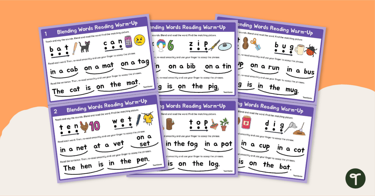 Blending Words Reading Warm-Up Task Cards teaching resource