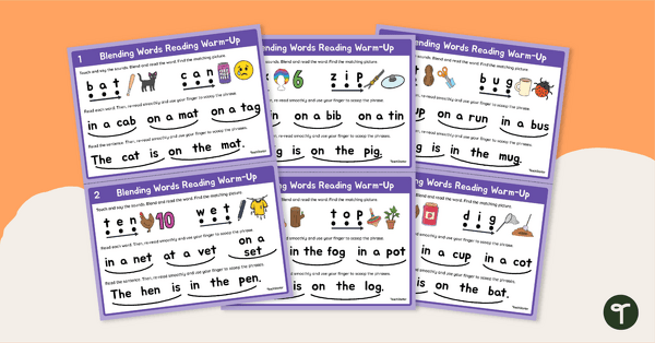 Go to Blending Words Reading Warm-Up Task Cards teaching resource