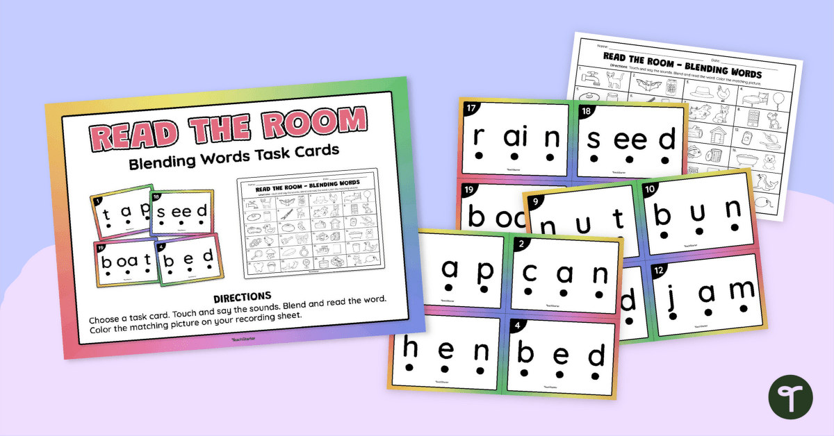 Read the Room - Blending Words Task Cards teaching resource