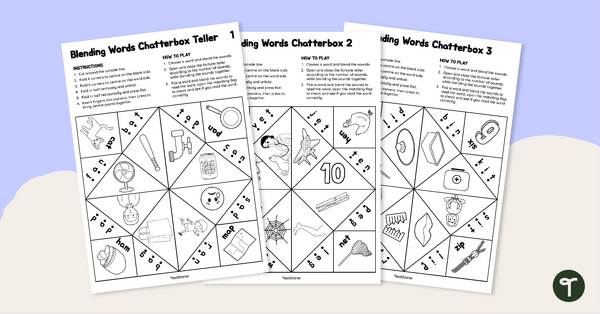 Image of Blending Words Fortune Teller Templates