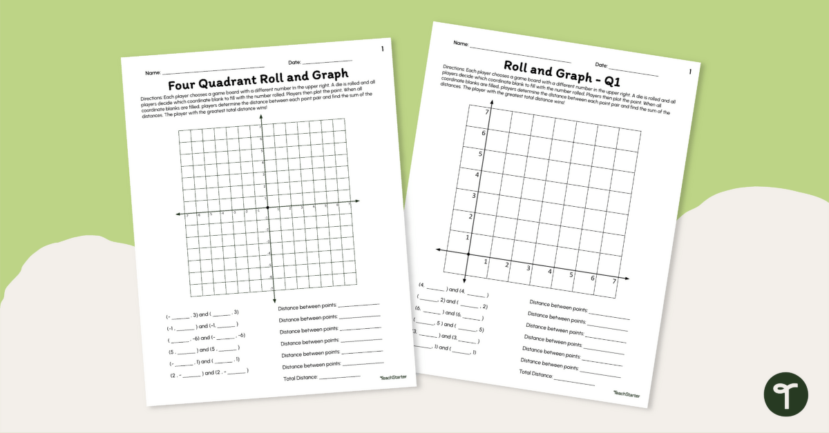 Coordinate Plane Games — "Roll and Graph" teaching resource