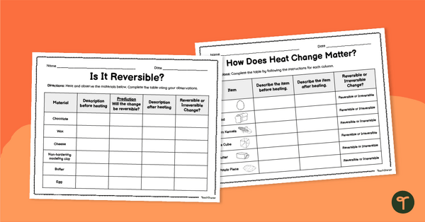 Go to States of Matter and Phase Changes Due to Heat - Worksheets teaching resource