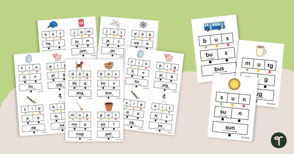 Go to CVC Successive Phoneme Blending Task Cards teaching resource