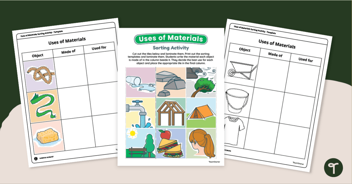 Uses of Materials Sorting Activity teaching resource