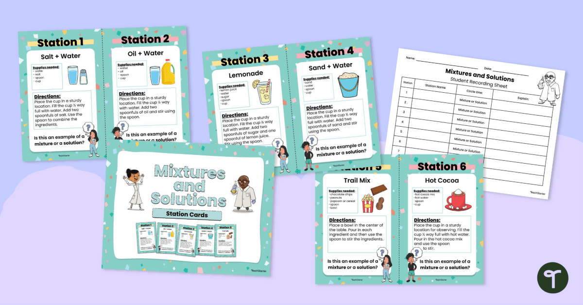 Mixtures and Solutions Investigation Station Cards teaching resource