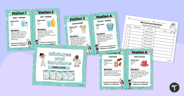 Go to Mixtures and Solutions Investigation Station Cards teaching resource