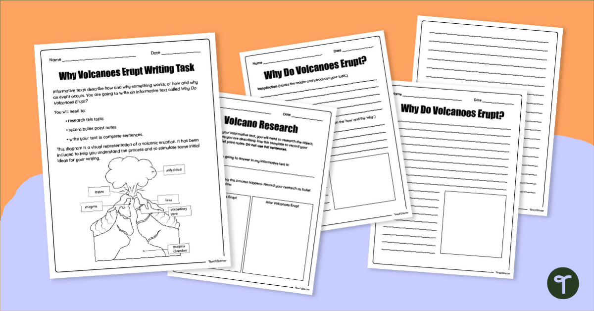 Informative Text Writing Task – Why Do Volcanoes Erupt? teaching resource