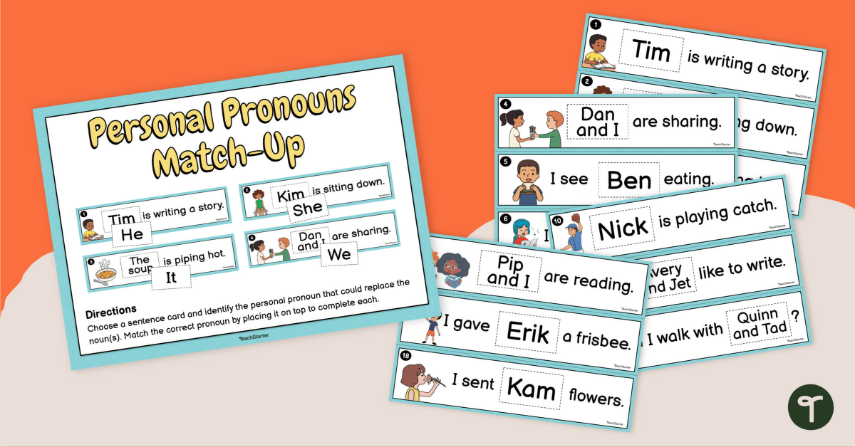 Personal Pronouns Matching Game teaching resource