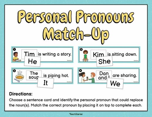 Personal Pronouns Matching Game teaching resource