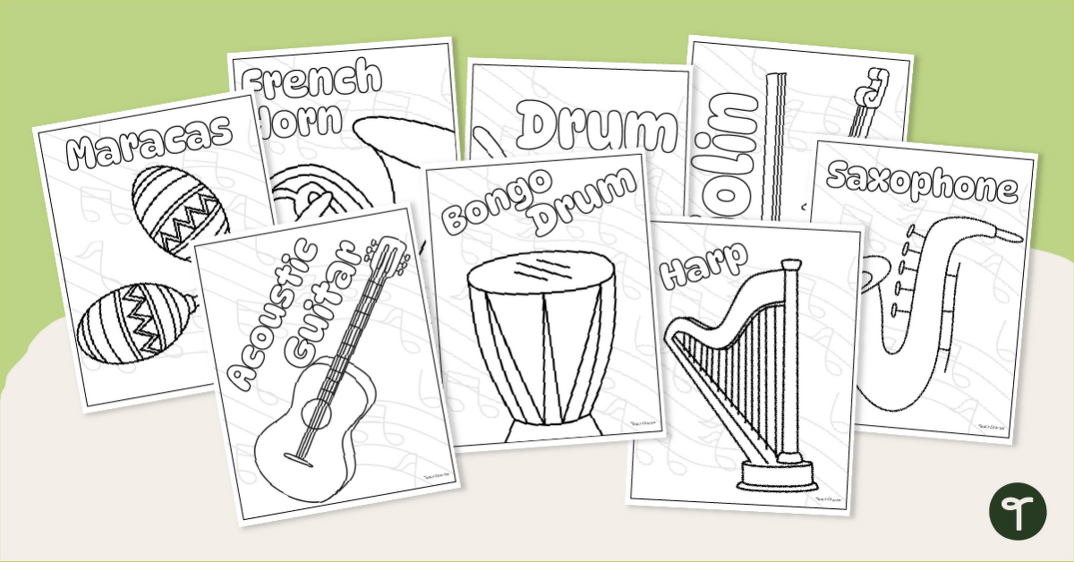 Music Coloring Sheets - Instruments teaching resource