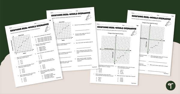 Go to Real-World Math Problems on the Coordinate Plane Worksheet Set teaching resource