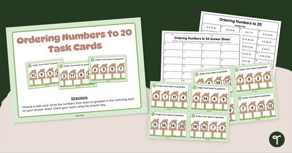 Go to Ordering Numbers 1 - 20 Task Cards teaching resource