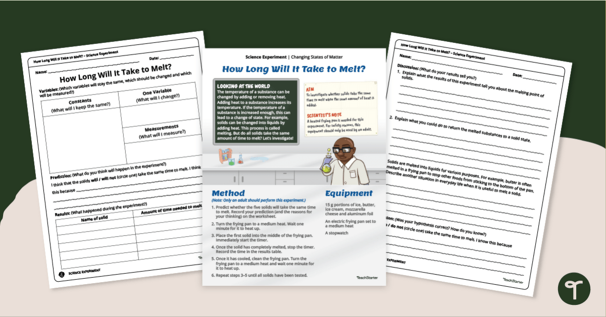 Changing Matter Experiment – How Long Will It Take to Melt? teaching resource