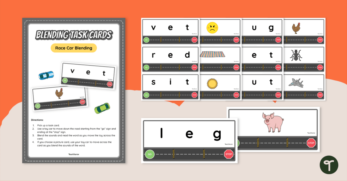 CVC Blending Word Car Mats teaching resource