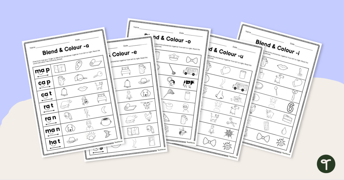 Blend and Colour Phoneme Blending Worksheets teaching resource