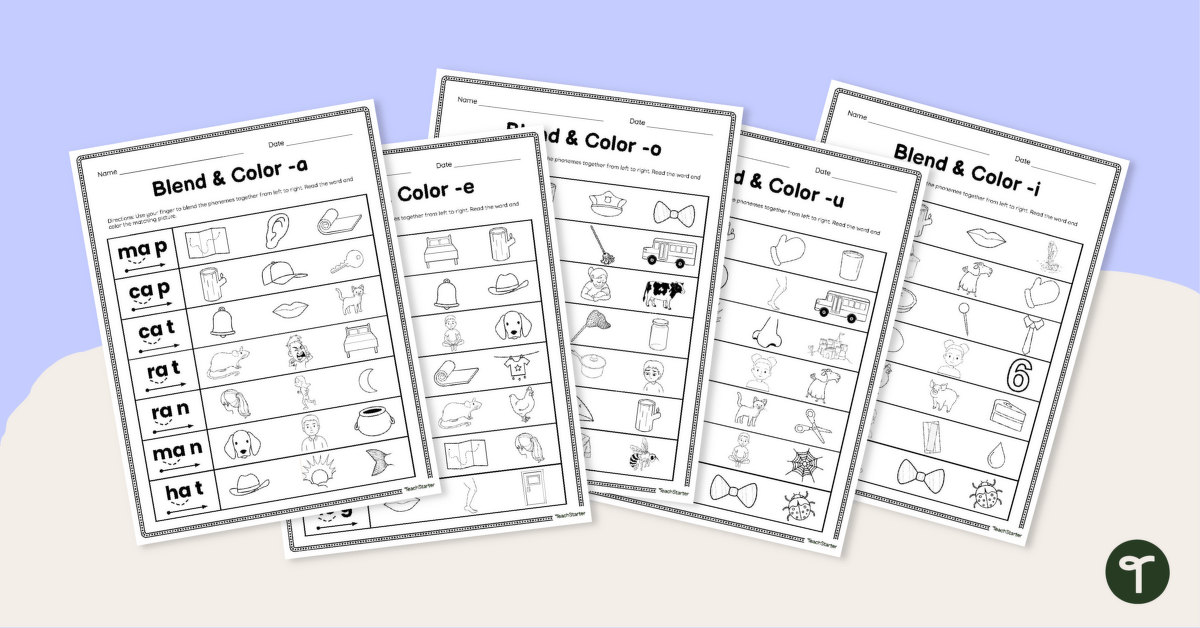 Blend and Color Phoneme Blending Worksheets teaching resource