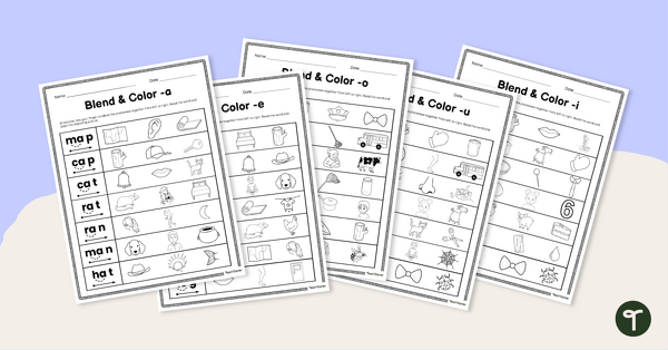 Go to Blend and Color Phoneme Blending Worksheets teaching resource