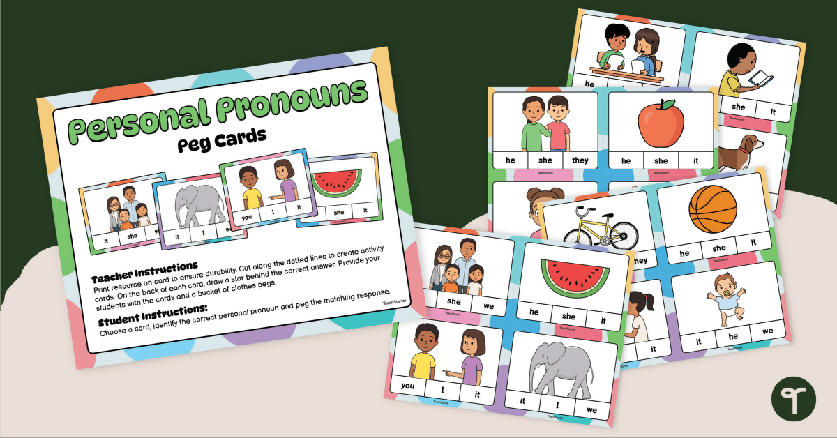 Personal Pronouns Peg Cards teaching resource