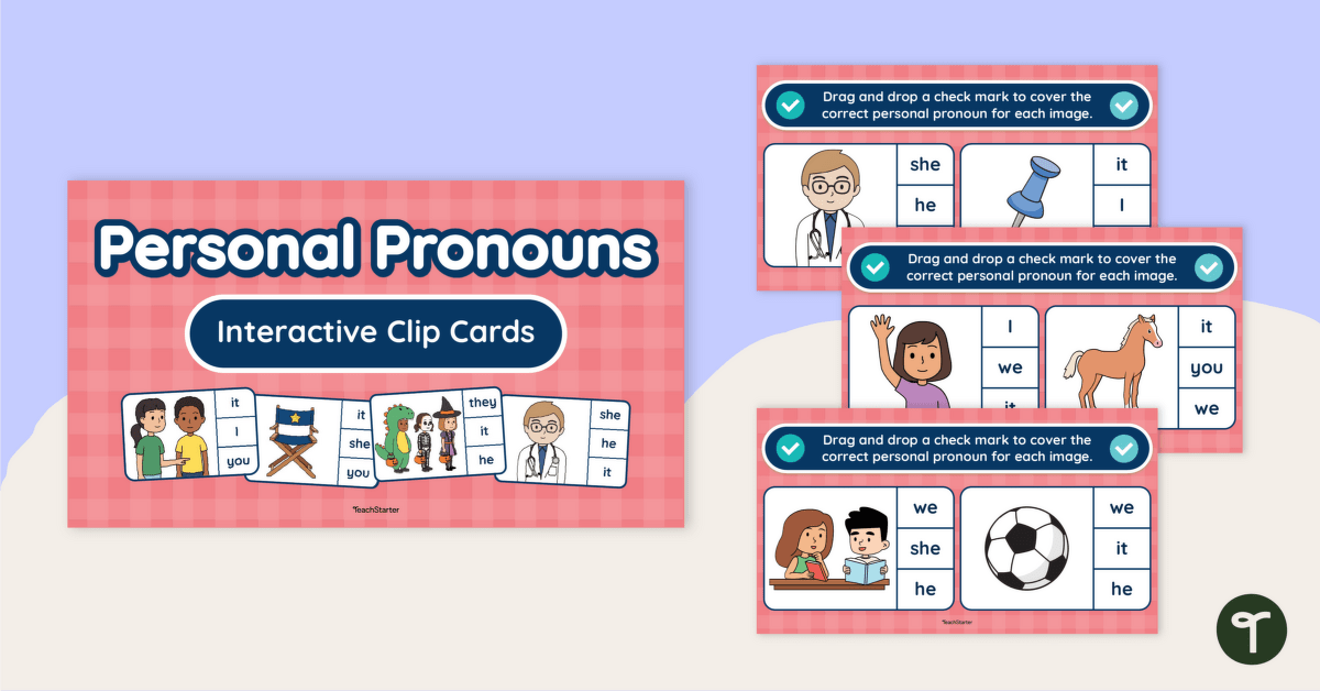 Personal Pronouns Interactive Peg Cards teaching resource