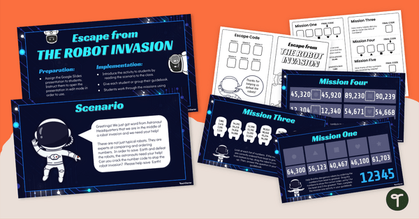 Image of Ordering and Comparing Numbers Games — Escape the Robot Invasion!