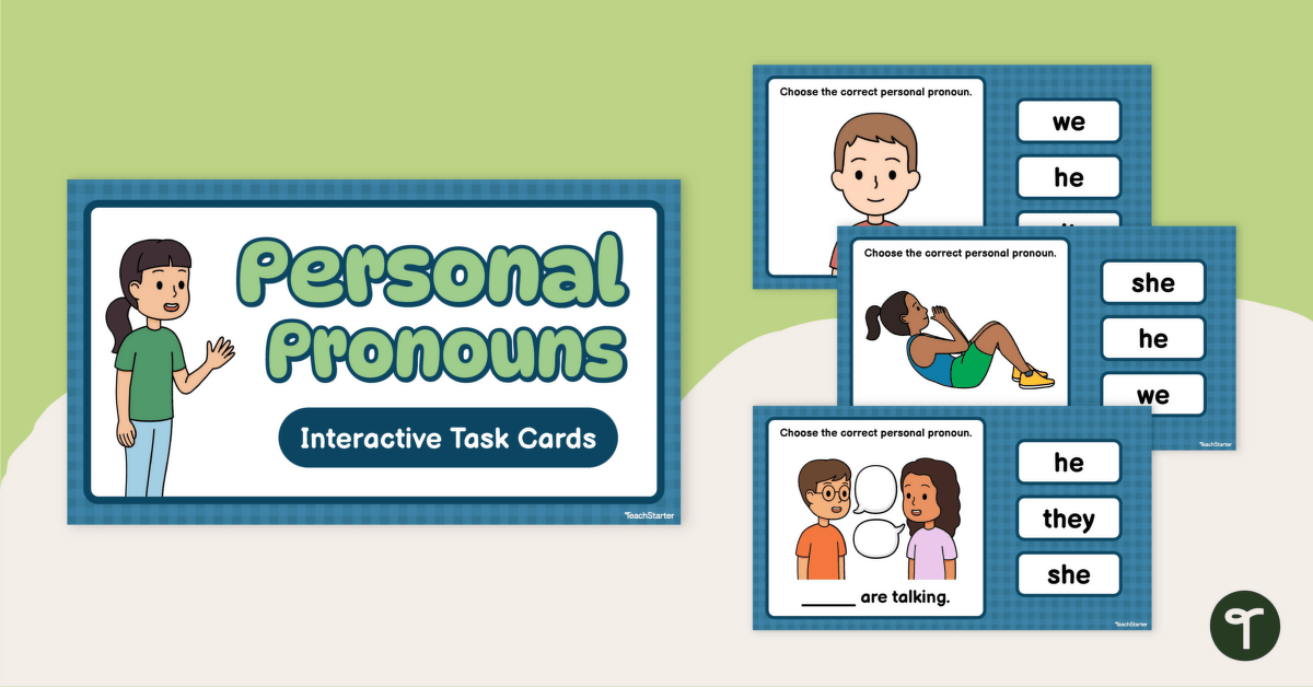 Personal Pronouns Interactive Task Cards teaching resource