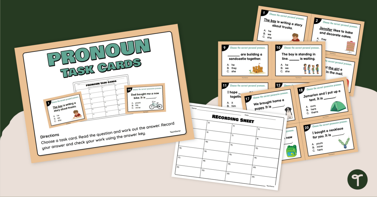 Pronoun Task Cards teaching resource