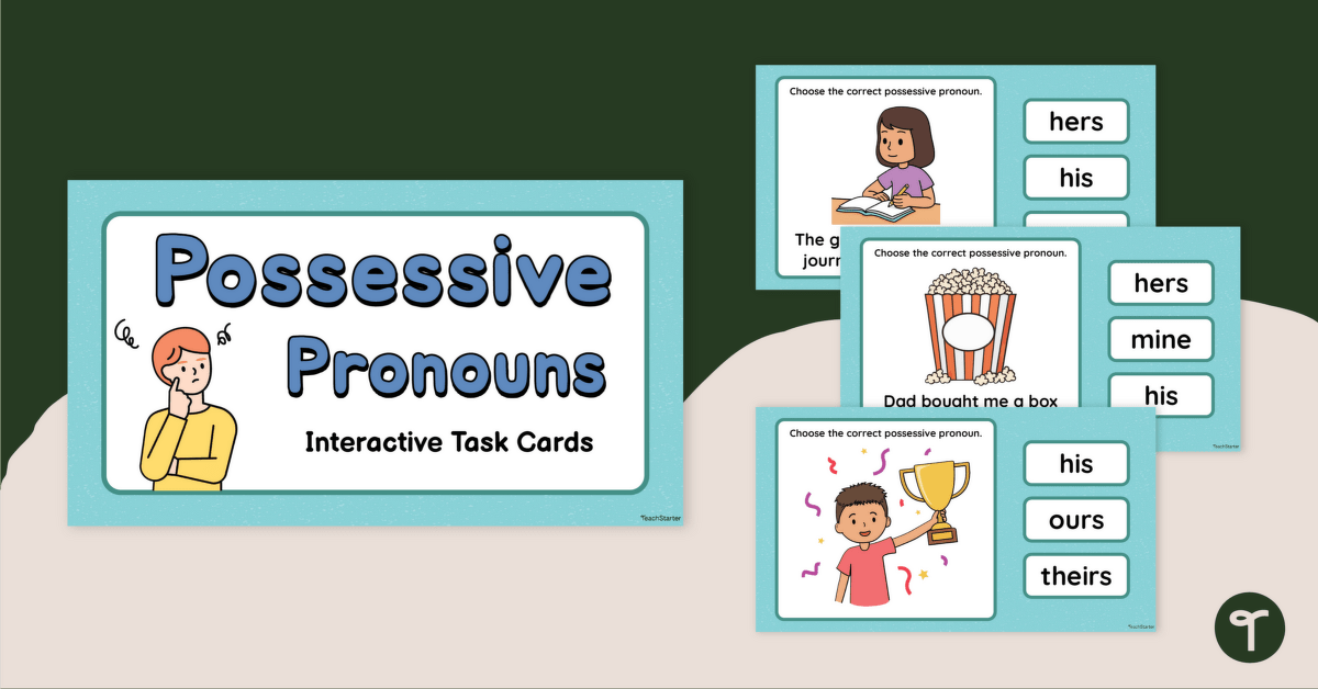 Possessive Pronouns Interactive Task Cards teaching resource