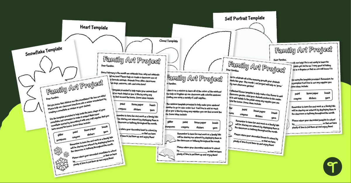 Monthly Family Homework Activities - Craft Templates teaching resource