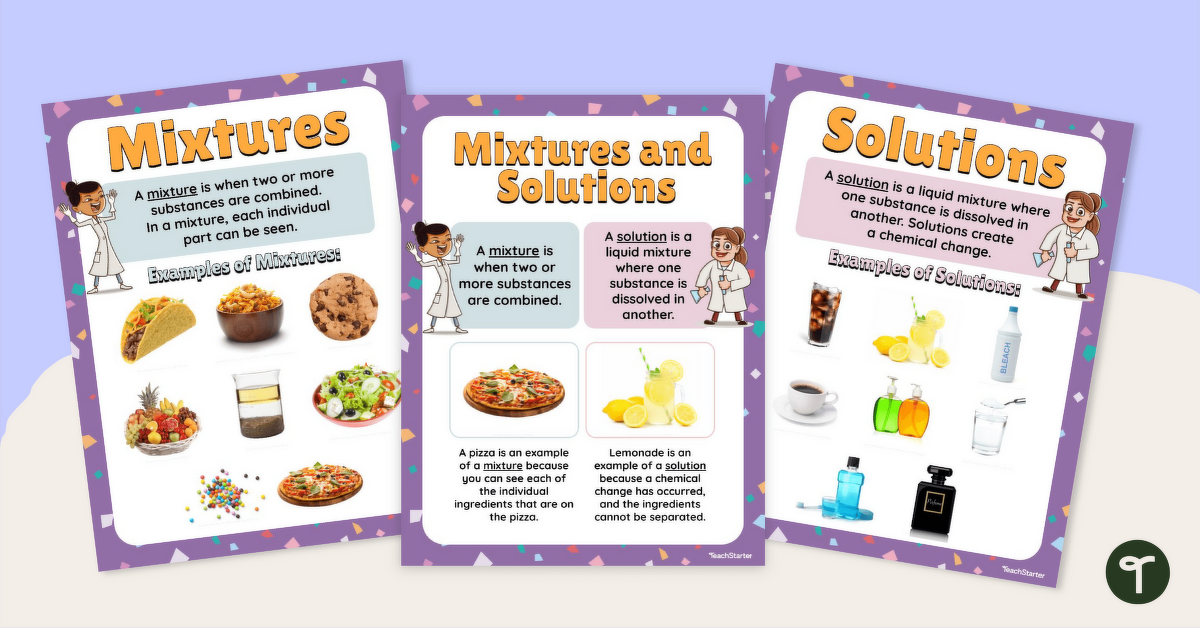 Mixture vs Solution Anchor Chart Pack teaching resource