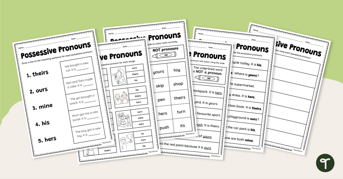 Possessive Pronouns Worksheet Pack teaching resource