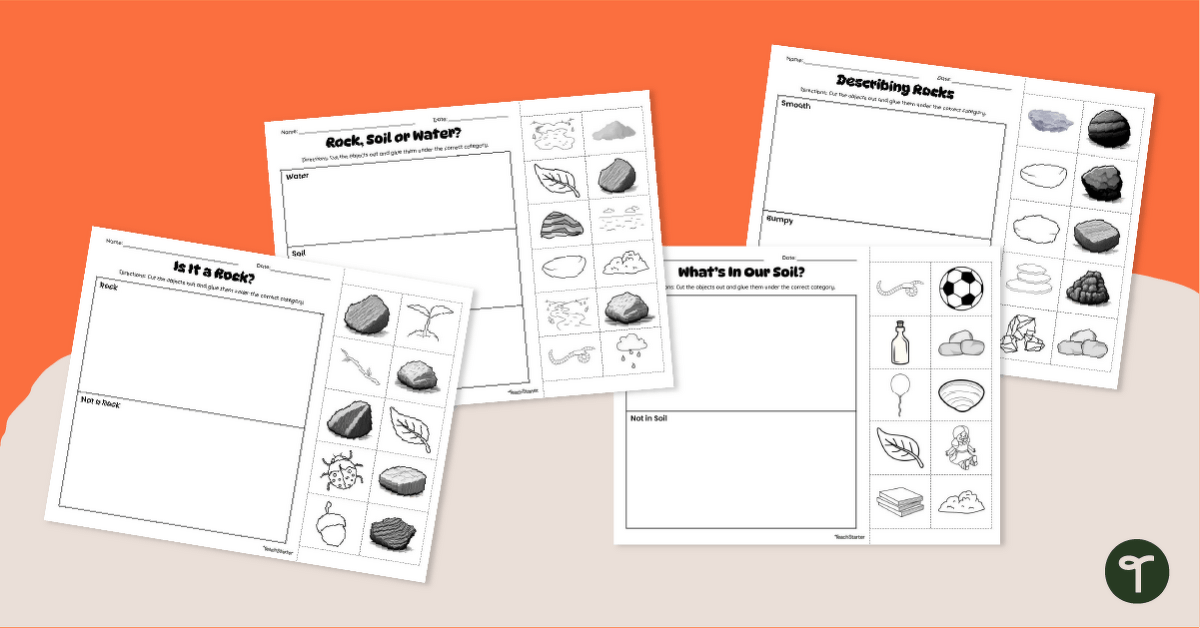 Kindergarten Science Worksheets - Observing Rocks and Soils teaching resource