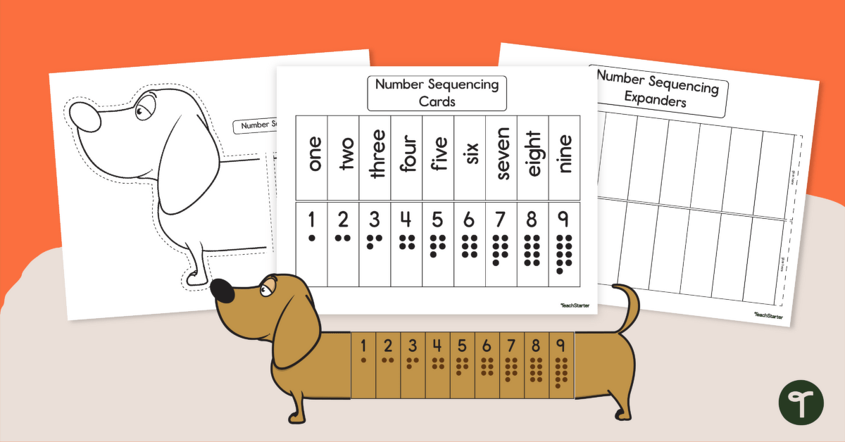 Sequencing Activities — Numbers 1 - 9 Sausage Dog teaching resource