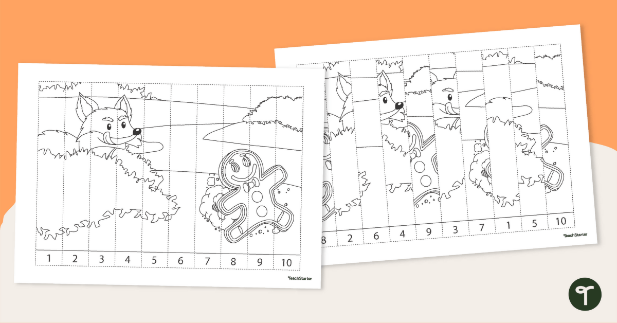 Sequence Puzzle for Numbers 1-10 — Gingerbread Man teaching resource