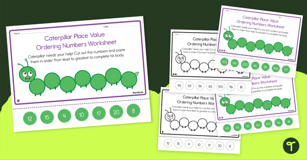 Go to Ordering Numbers Worksheets — Dot Day Caterpillar teaching resource