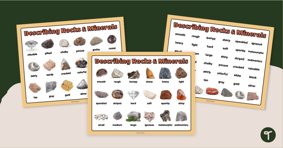 Describing Rocks and Minerals Chart Pack teaching resource